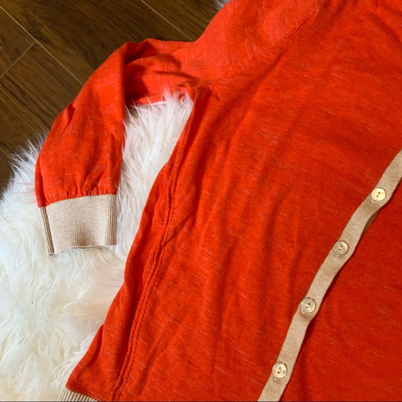 MARGARET O’LEARY Orange Cardigan 100% Cotton Preppy Medium M - Picture 4 of 6